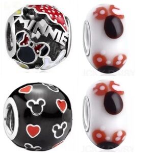 4 Mickey Minnie Mouse Spacer Charm Bead Set DIY
